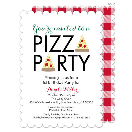 White Pizza Party Invitations